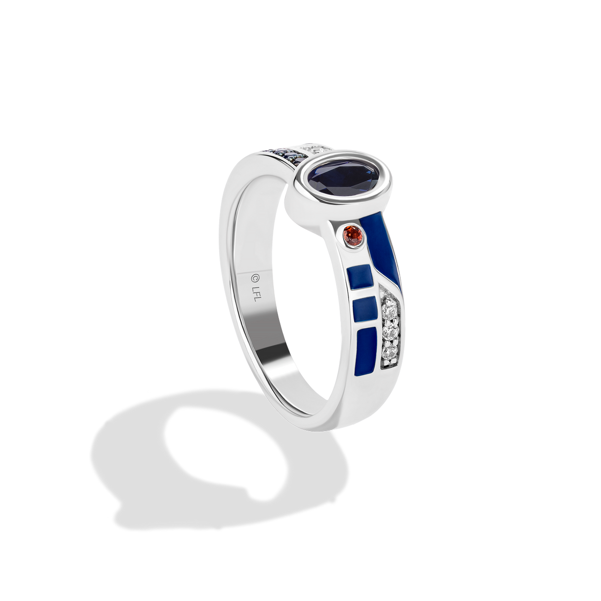 R2 SERIES WOMEN'S RING Accent Diamonds and Created Blue Sapphir