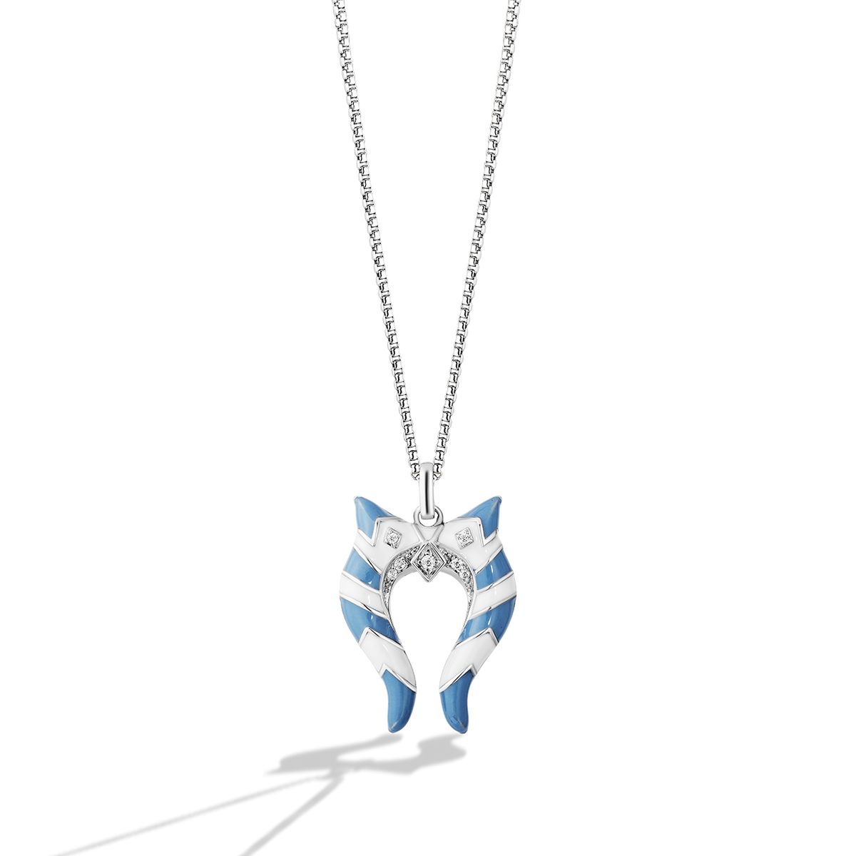 Star Wars™ Ahsoka Tano Diamond Necklace Pendant in Sterling Silver with