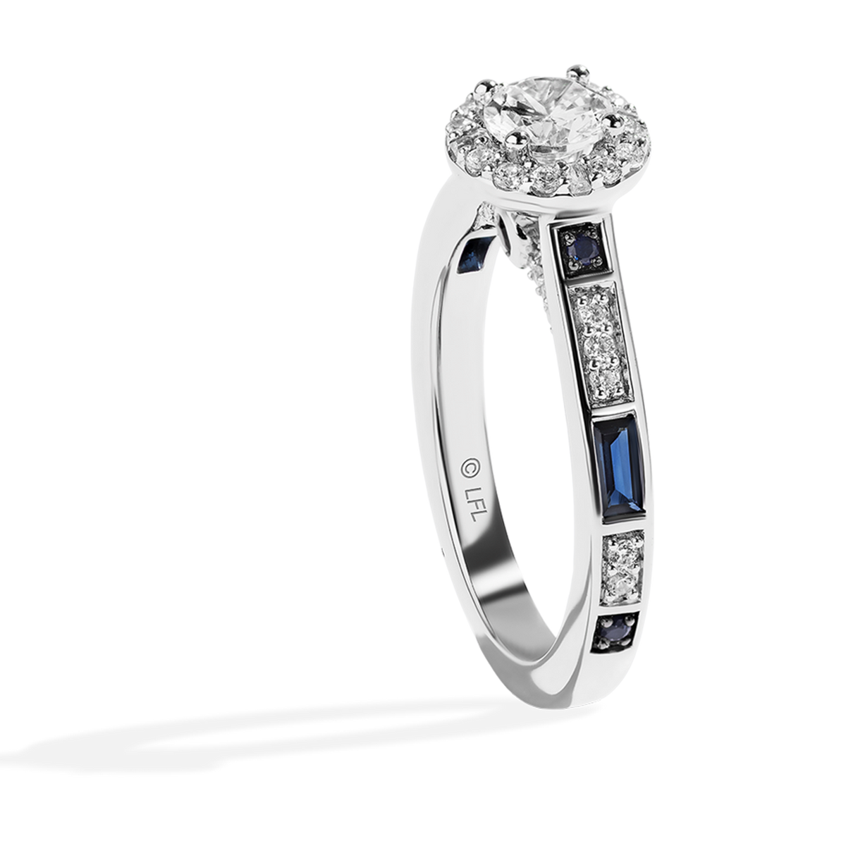 Star Wars™ R2D2 Halo Engagement Ring 14K White Gold with and