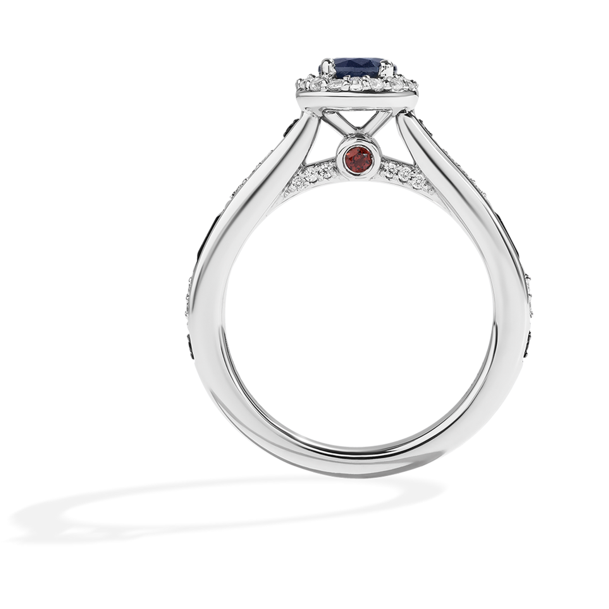 Star Wars™ R2D2 Halo Engagement Ring 14K White Gold with Diamonds