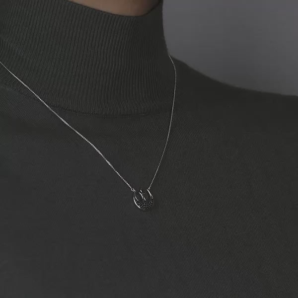 ★SENTIMENTS★ NO.302 [BLACK] NECKLACE Ink & Ice Black Onyx Skull Necklace Black Rhodium-Plated