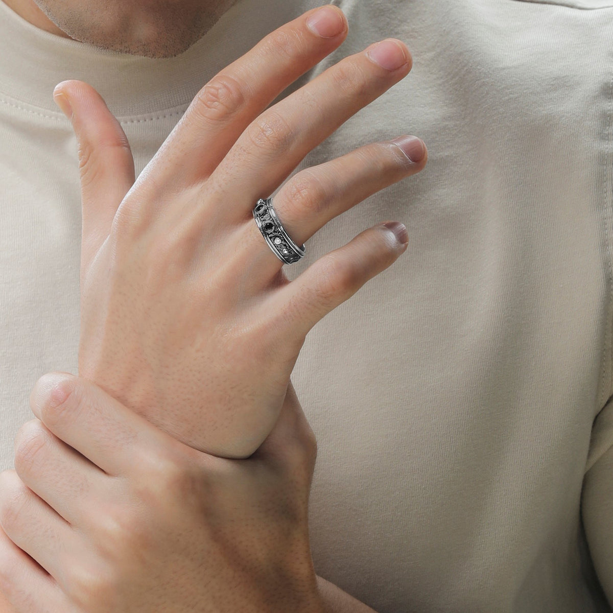 Star Wars™ Tusken Raider Diamond Accent, Black Spinel Men's Ring