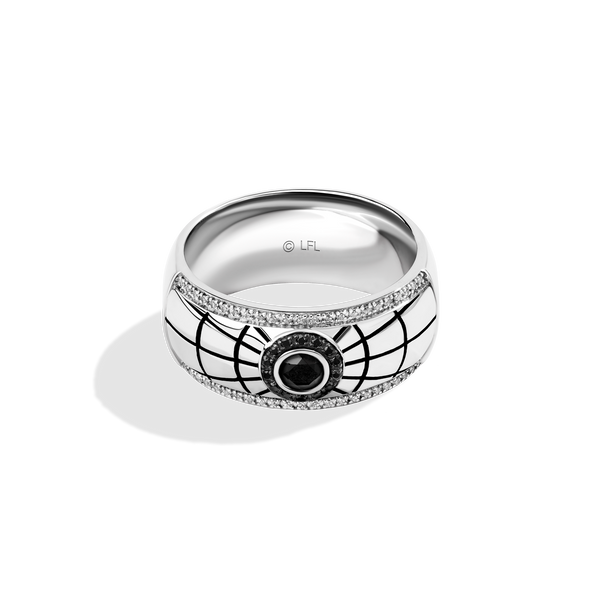 MILLENNIUM FALCON MEN'S RING 1/4 CT.TW. Diamonds, Black Onyx in Sterling Silver with Black Rhodium