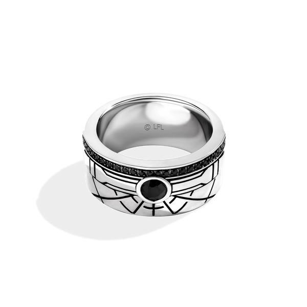 MILLENNIUM FALCON MEN'S RING 1/10 CT.TW. Black Diamonds, Black Onyx in Sterling Silver with Black Rhodium
