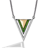 LIGHT X DARK WOMEN'S NECKLACE                                   1/10 CT.TW. White Diamonds and chrome diopside Silver and 10K Yellow Gold