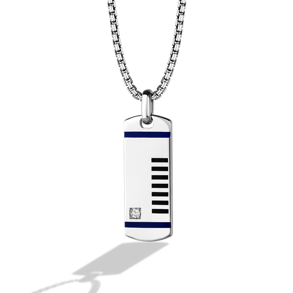 R2 SERIES MEN'S PENDANT Diamond 1/10 CT.T.W Enamel Silver
