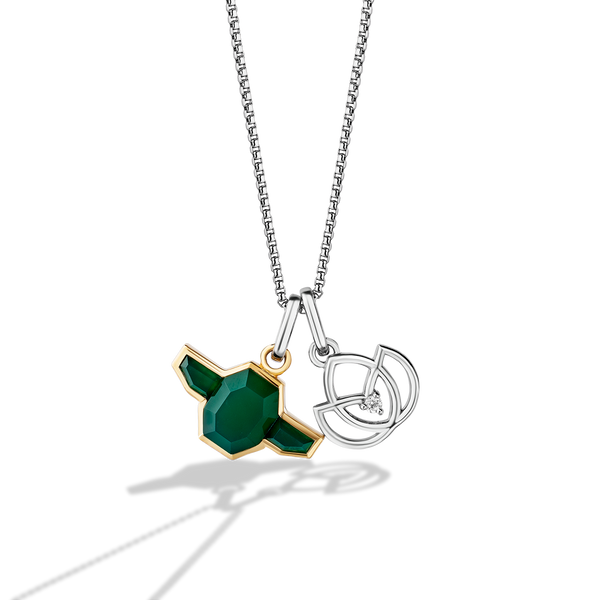 THE JEDI™ MASTER WOMEN'S PENDANT Diamond Accent Green Agate Silver