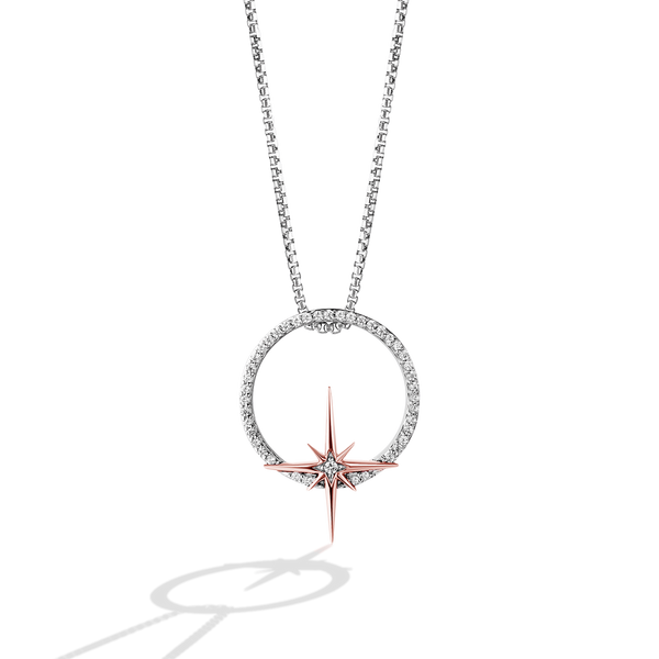 GUARDIANS OF LIGHT WOMEN'S PENDANT 1/10 CT.TW. White Diamonds Silver and 10K Rose Gold