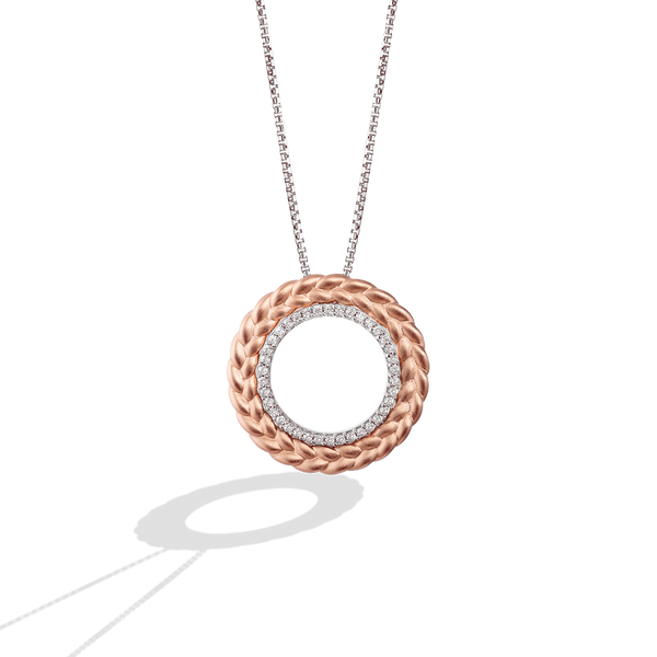 GALACTIC ROYALTY WOMEN'S PENDANT 1/6 CT.TW. White Diamonds True Two Tone Silver and 10K Rose Gold