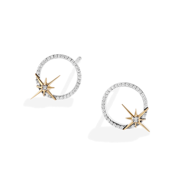 GUARDIANS OF LIGHT WOMEN'S STUDS 1/10 CT.TW. White Diamonds Silver and 10K Yellow Gold