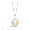 JEDI™ MEDALLION NECKLACE in 10K Yellow Gold and Sterling silver encased in White Quartz with 1/10 CT.TW. Diamonds