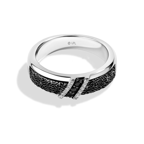 I KNOW, MEN'S BAND 1/8 CT.TW. Diamonds, Sterling Silver with Black Rhodium
