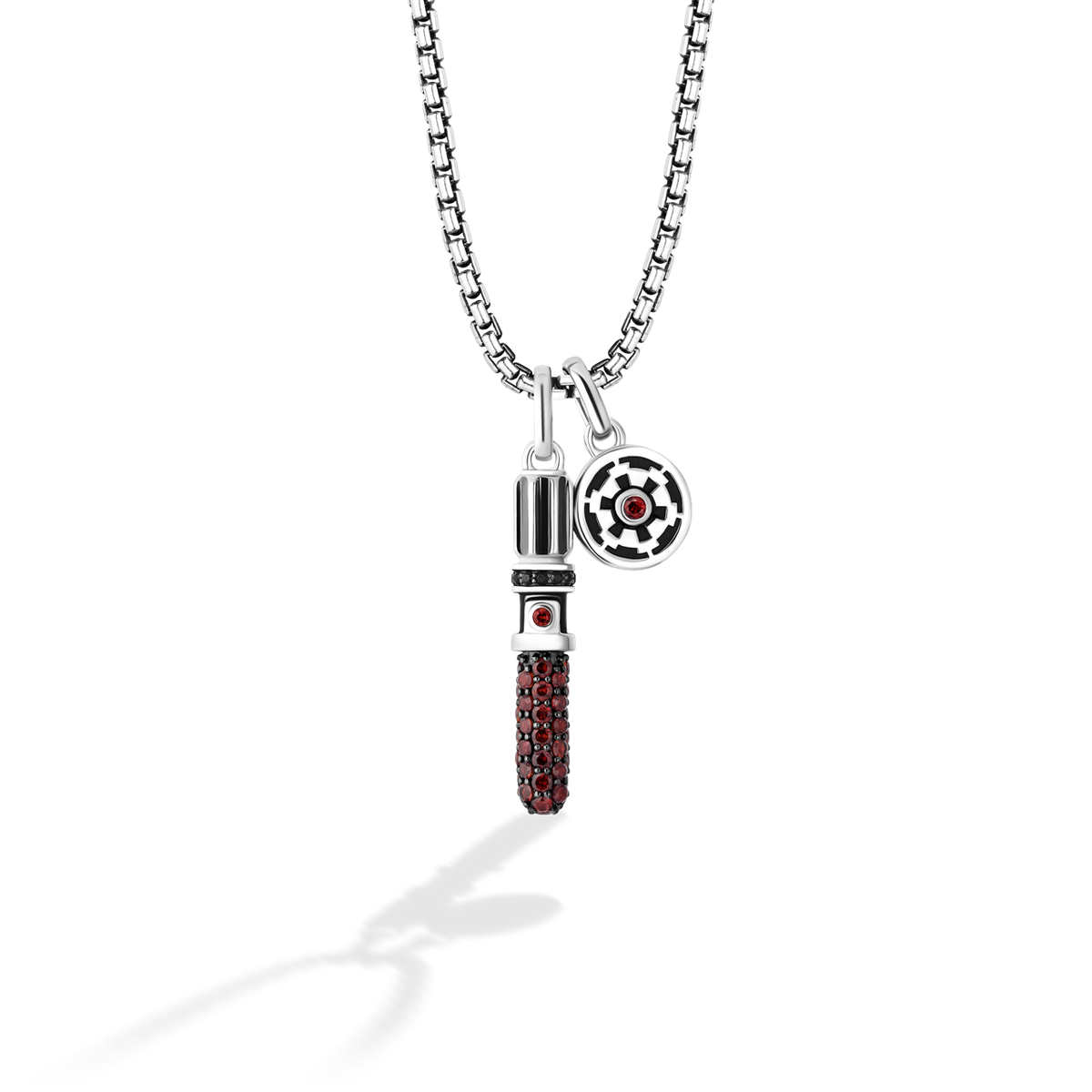 DARTH VADER™ WOMEN LIGHTSABER PENDANT in Sterling Silver, Red Garnet a