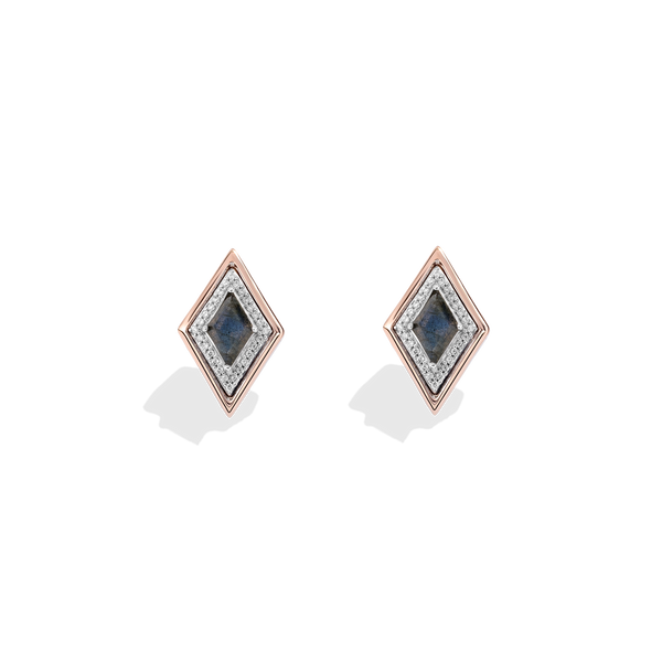 AHSOKA TANO™ WOMEN'S EARRINGS 1/6 CT.TW. Diamonds, Labradorite in Sterling Silver and 10K Rose Gold