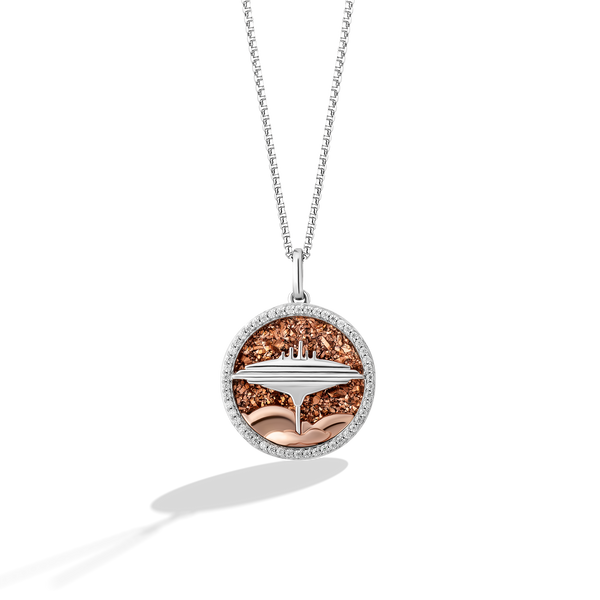 PLANET BESPIN’S CLOUD CITY WOMEN’S PENDANT 1/6 CT.T.W. Diamonds, Sterling Silver and 10K Rose Gold