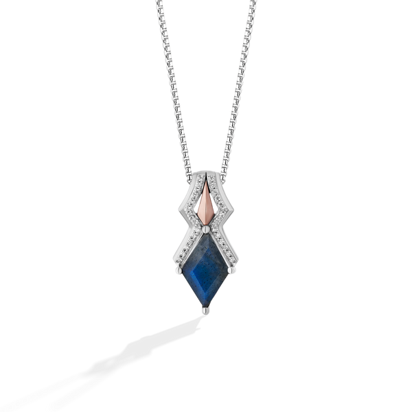 AHSOKA TANO™ WOMEN'S PENDANT 1/10 CT.TW. Diamonds, Labradorite in Sterling Silver and 10K Rose Gold