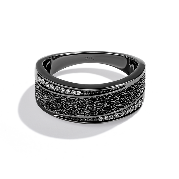 IN CARBONITE MEN'S RING 1/6 CT.TW. White Diamonds Sterling Silver with Black Rhodium