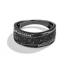 IN CARBONITE MEN'S RING 1/6 CT.TW. White Diamonds Sterling Silver with Black Rhodium