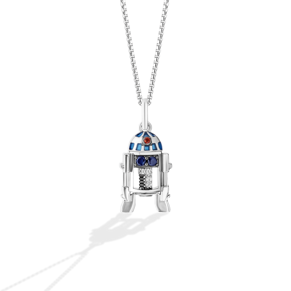 R2 SERIES WOMEN'S PENDANT Accent Diamonds Garnet and Blue Sapphire in Sterling Silver