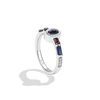 R2 SERIES WOMEN'S RING Accent Diamonds Garnet and Created Blue Sapphire in Sterling Silver