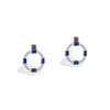 R2 SERIES WOMEN'S EARRING Sterling Silver, 1/8 CT.TW. White Diamonds Garnet and Created Blue Sapphire