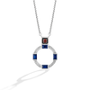 R2 SERIES WOMEN'S PENDANT Sterling Silver, 1/20 CT.TW. White Diamonds Garnet and Created Blue Sapphire