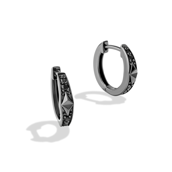 DARK ARMOR WOMEN'S Earrings in Sterling Silver and Black Rhodium with 1/5 CT.TW. Black Diamonds
