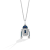 R2 SERIES WOMEN'S PENDANT Sterling Silver, 1/6 CT.TW. White Diamonds Garnet and Created Blue Sapphire