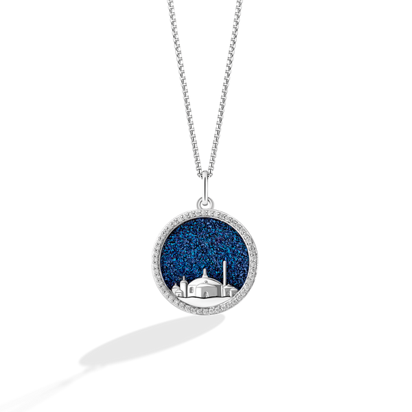 PLANET NABOO WOMEN'S PENDANT 1/6 CT.T.W. Diamonds, Midnight Blue Druzy in Sterling Silver