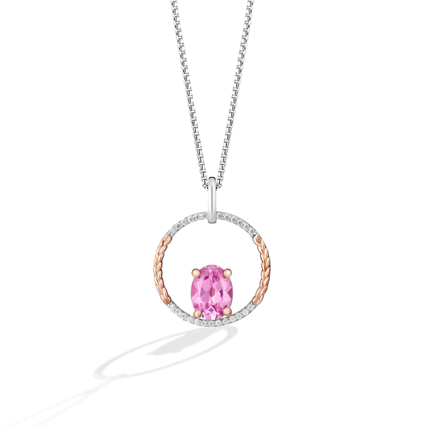 LIV Rose Gold Sterling Silver White Sapphire Cable Clover Design online Halo Necklace Gift