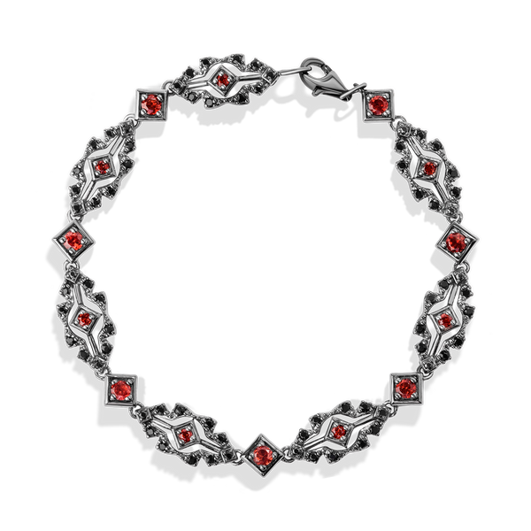 DARTH MAUL™ WOMEN'S BRACELET 1/10 CT.TW. Black Diamonds with Garnet in Sterling Silver with Black Rhodium