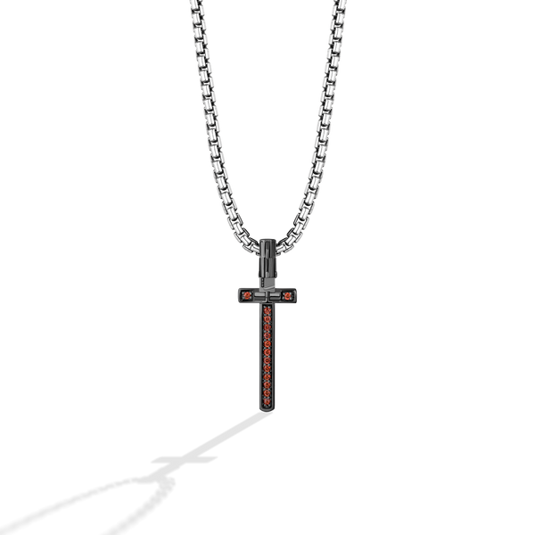 KYLO REN™ MEN'S PENDANT with Garnet in Sterling Silver with Black Rhodium