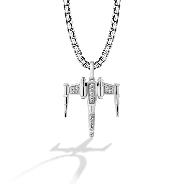 X-Wing™ Unisex Pendant with 1/10 CT.TW. Diamonds in Sterling Silver