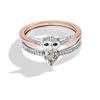 GROGU™ Women's Ring with Heart Green Amethyst, and 1/10 CT.TW. Diamonds in 14K Rose Gold over Sterling Silver