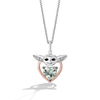 GROGU™ Women's Pendant with Heart Green Amethyst, and 1/20 CT.TW. Diamonds in 14K Rose Gold over Sterling Silver