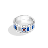 R2-D2™ MEN'S RING with 1/10 CT.TW. Diamonds, Garnet, Blue and Black Enamel in Sterling Silver