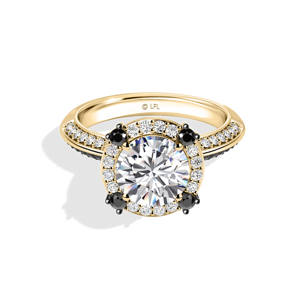 GALAXY STAR LAB GROWN DIAMONDS LIGHT X DARK 14K Gold with Black Rhodium, Black Spinel Women's Engagement Ring