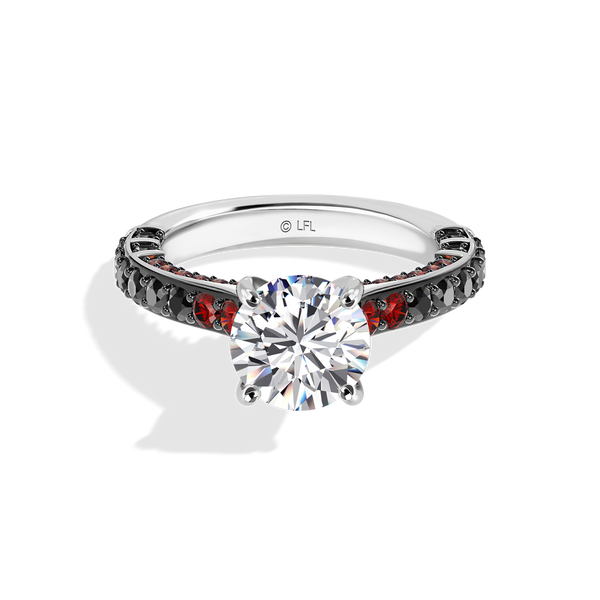 GALAXY STAR LAB GROWN DIAMONDS DARTH VADER 14K Gold with Black Rhodium, Black Spinel and Garnet Women's Engagement Ring