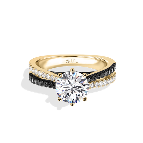GALAXY STAR LAB GROWN DIAMONDS LIGHT X DARK 14K Gold with Black Rhodium, Black Spinel Women's Engagement Ring