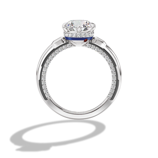 GALAXY STAR LAB GROWN DIAMONDS R2-D2™ 14K Gold with Black Rhodium, Garnet and Blue Enamel Women's Engagement Ring
