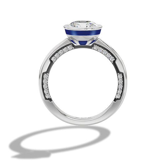 GALAXY STAR LAB GROWN DIAMONDS R2-D2™ 14K Gold with Black Rhodium and Blue Enamel Women's Engagement Ring