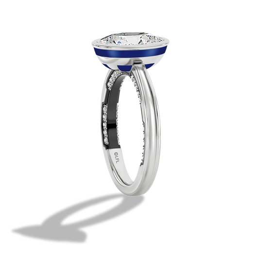 GALAXY STAR LAB GROWN DIAMONDS R2-D2™ 14K Gold with Black Rhodium and Blue Enamel Women's Engagement Ring