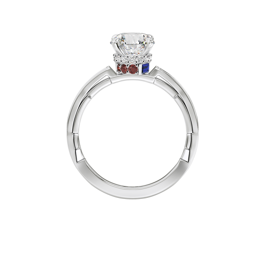 GALAXY STAR LAB GROWN DIAMONDS R2-D2™ 14K Gold with Garnet and Blue Sapphire Women's Engagement Ring