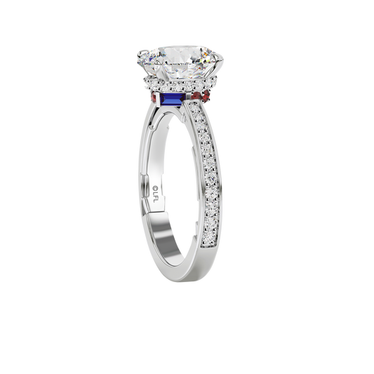 GALAXY STAR LAB GROWN DIAMONDS R2-D2™ 14K Gold with Garnet and Blue Sapphire Women's Engagement Ring