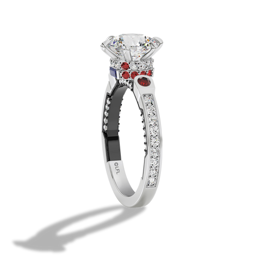 GALAXY STAR LAB GROWN DIAMONDS R2-D2™ 14K Gold with Black Rhodium, Garnet and Blue Sapphire Women's Engagement Ring