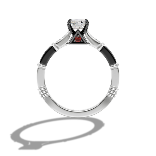 GALAXY STAR LAB GROWN DIAMONDS DARTH VADER™ 14K Gold with Black Rhodium and Garnet Women's Engagement Ring