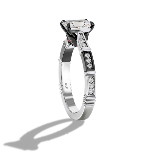 GALAXY STAR LAB GROWN DIAMONDS DARTH VADER™ 14K Gold with Black Rhodium and Garnet Women's Engagement Ring