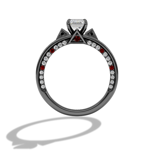 GALAXY STAR LAB GROWN DIAMONDS DARTH VADER™ 14K Gold with Black Rhodium, Garnet and Black Spinel Women's Engagement Ring
