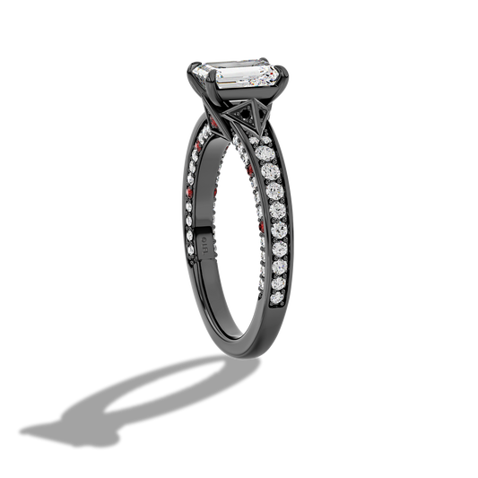 GALAXY STAR LAB GROWN DIAMONDS DARTH VADER™ 14K Gold with Black Rhodium, Garnet and Black Spinel Women's Engagement Ring