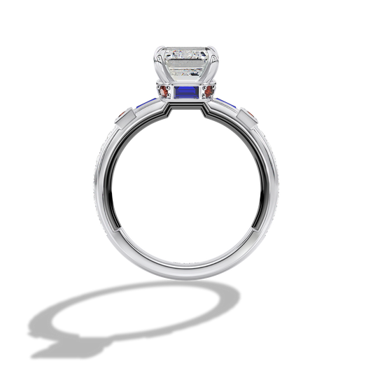 GALAXY STAR LAB GROWN DIAMONDS R2-D2™ 14K Gold with Black Rhodium, Garnet and Blue Sapphire Women's Engagement Ring